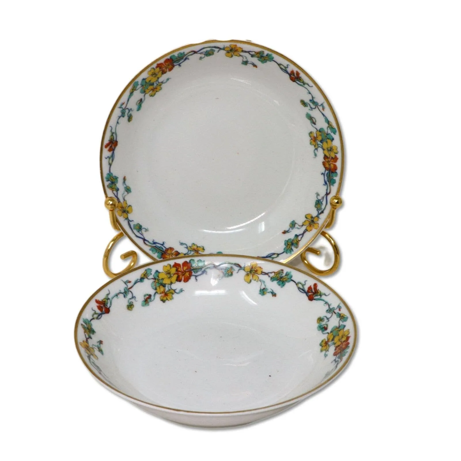 19pc Haviland Limoges Bullion Bowl Serving Set Floral Vine Gold Rim Antique 1926