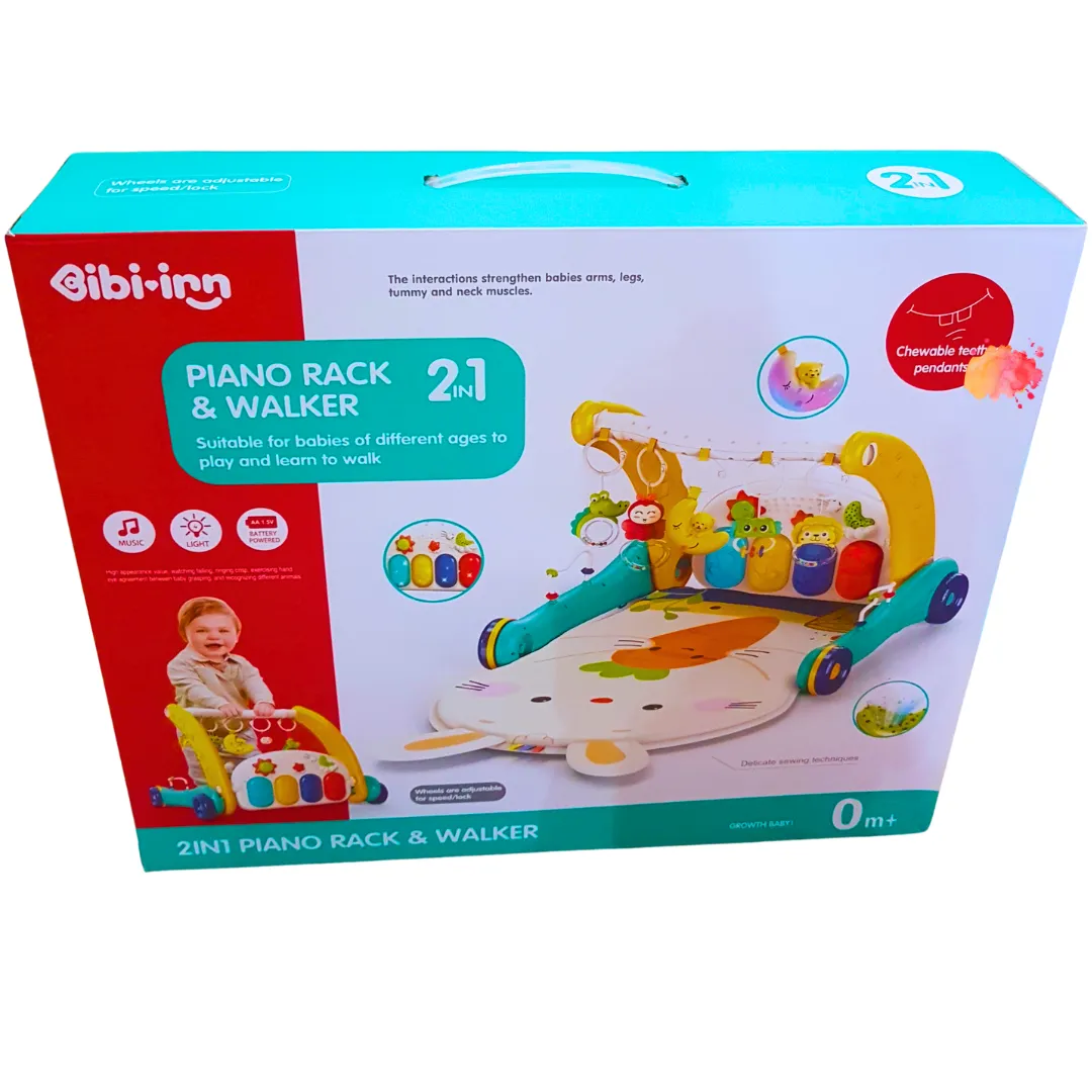 2-in-1 Piano Rack & Walker - Interactive Music and Learning Walker for Babies 0 Months 