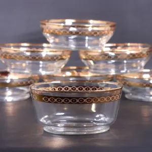 7pc Libbey Victoria 6400-4 Cereal Fruit berry Bowls Gold Vintage MCM 1970’s