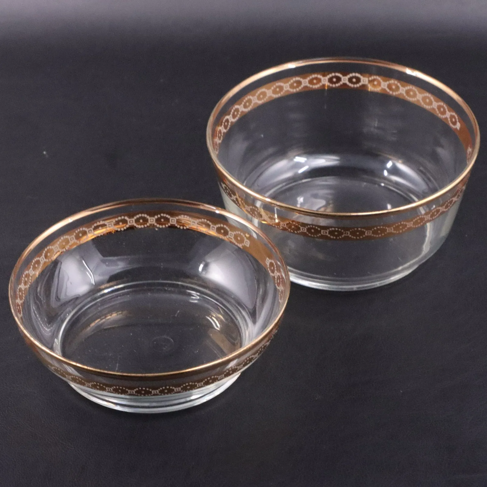 7pc Libbey Victoria 6400-4 Cereal Fruit berry Bowls Gold Vintage MCM 1970’s