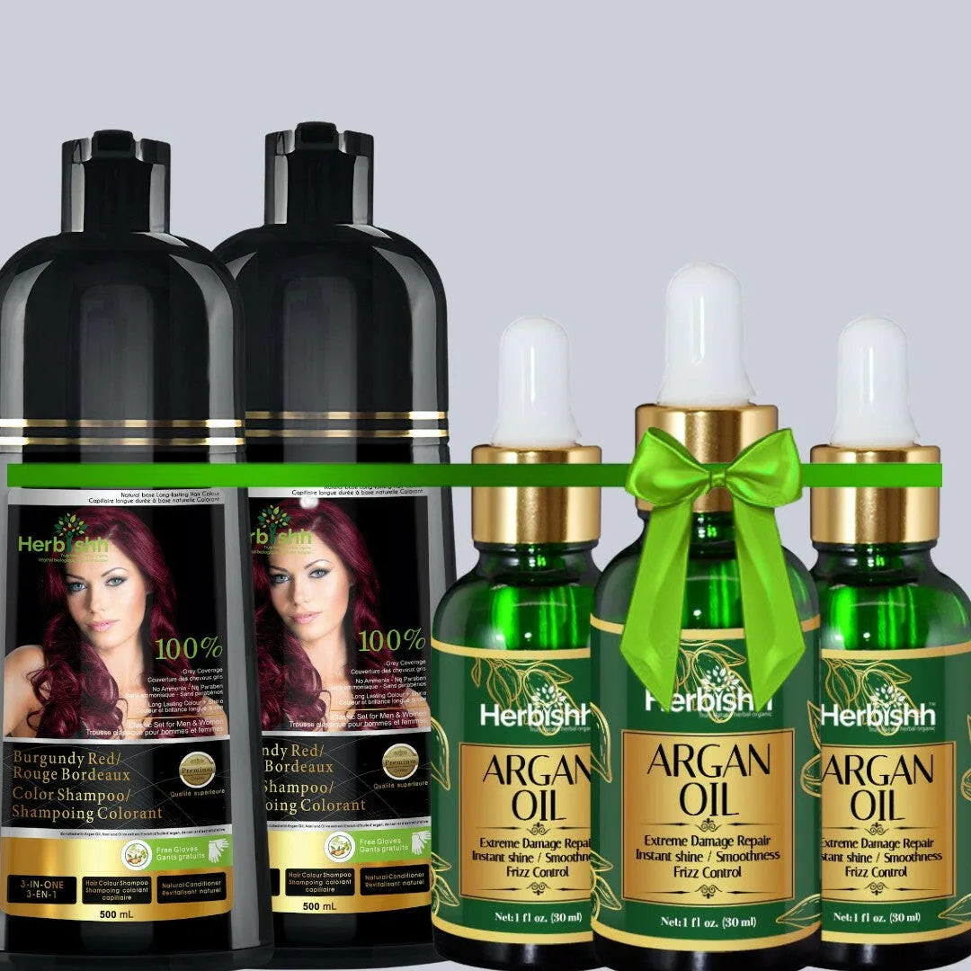 Get 3 Free Argan Oil with 2 Color Shampoos- Herbishh