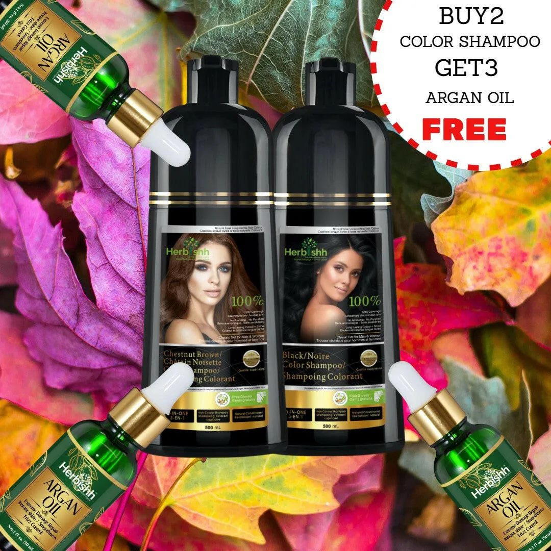Get 3 Free Argan Oil with 2 Color Shampoos- Herbishh