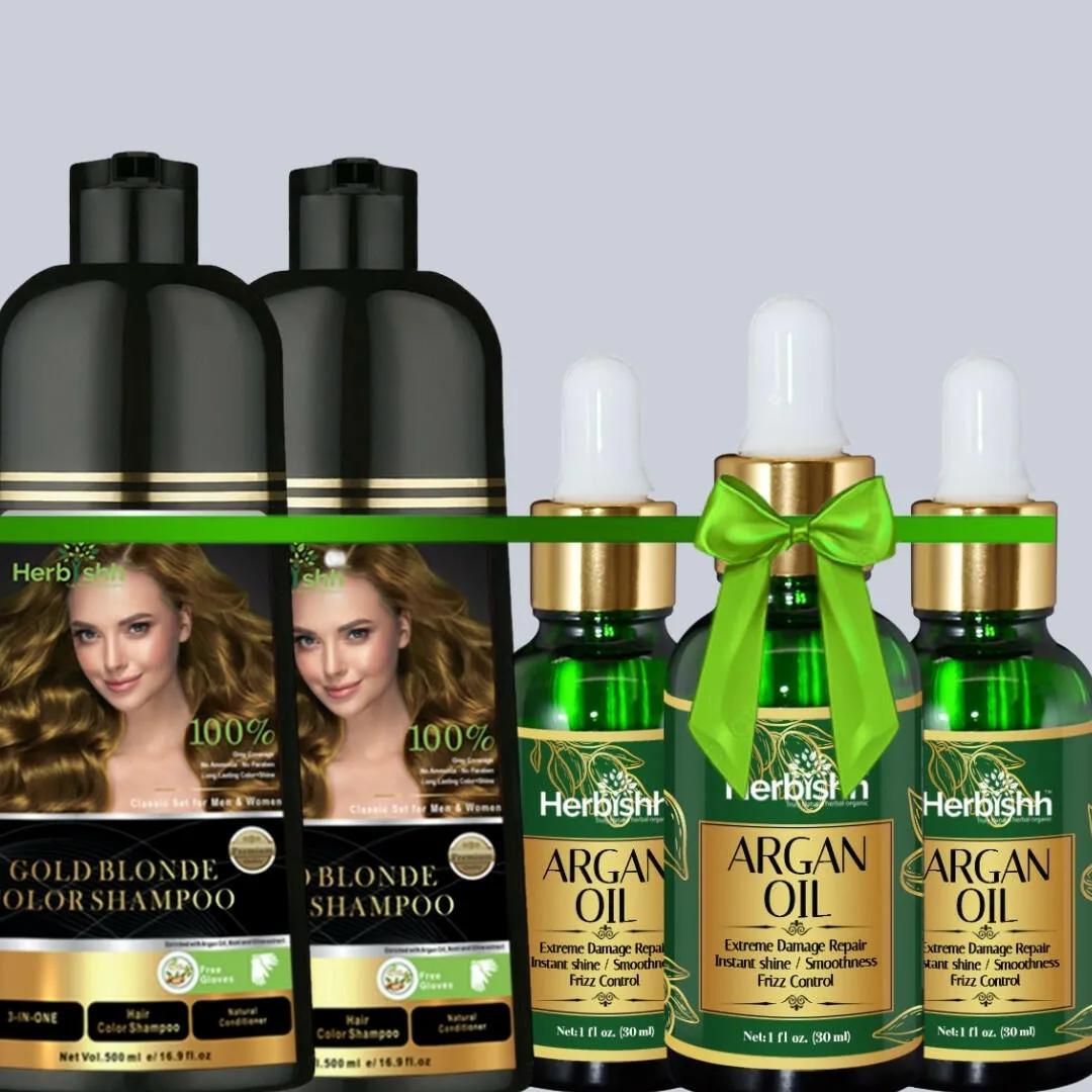 Get 3 Free Argan Oil with 2 Color Shampoos- Herbishh