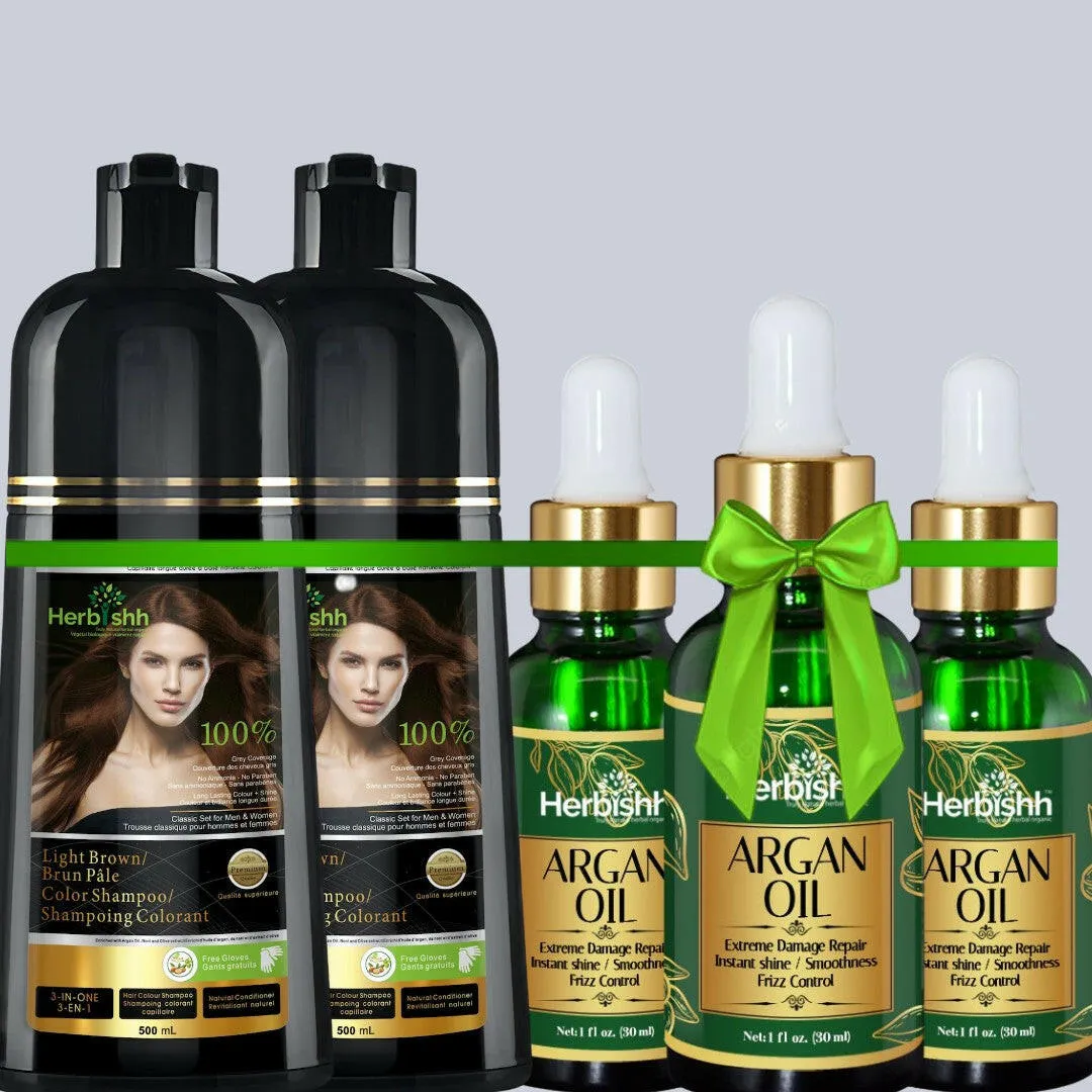 Get 3 Free Argan Oil with 2 Color Shampoos- Herbishh