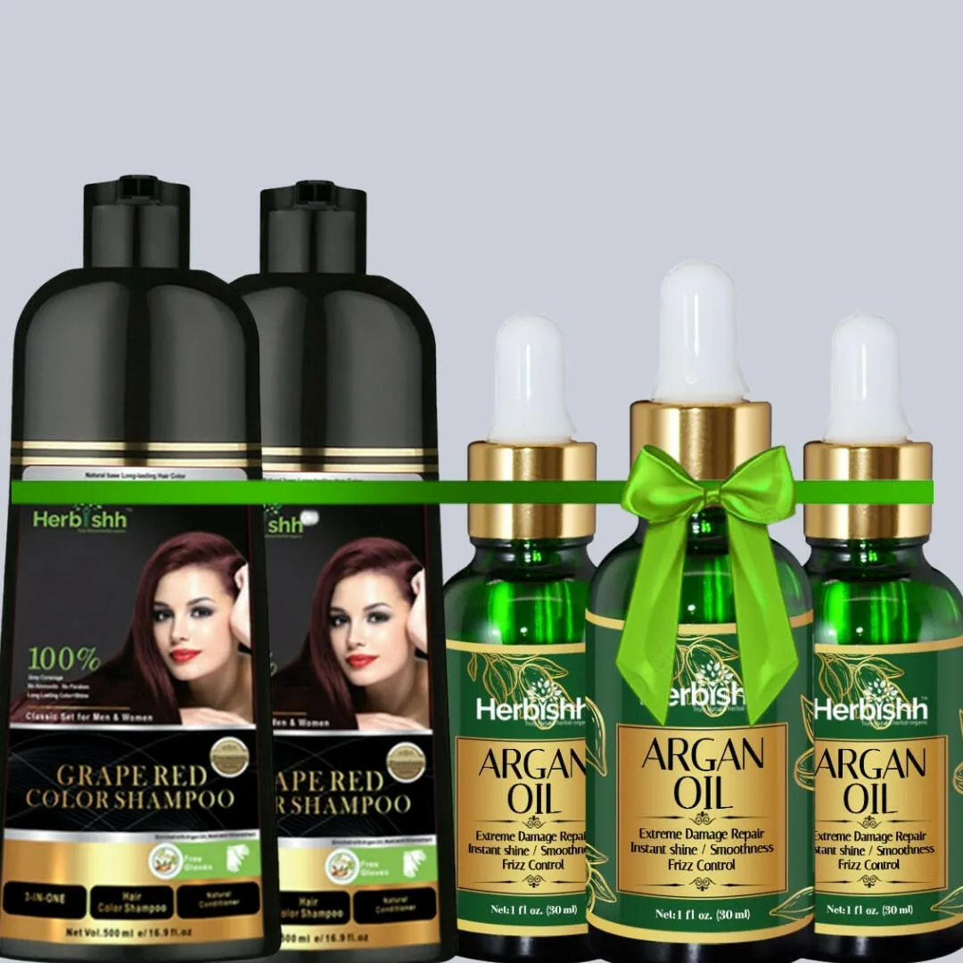 Get 3 Free Argan Oil with 2 Color Shampoos- Herbishh