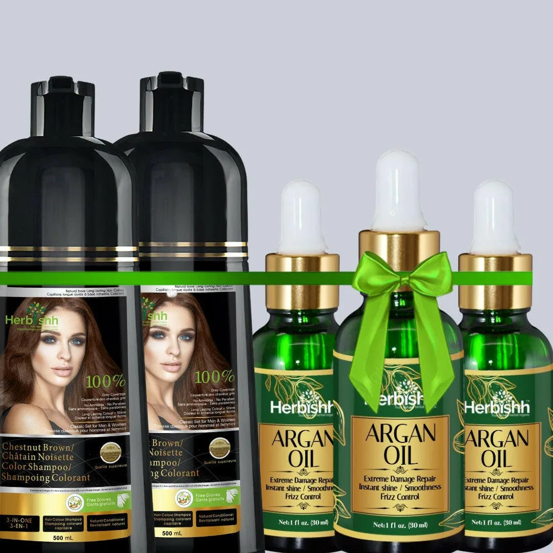 Get 3 Free Argan Oil with 2 Color Shampoos- Herbishh