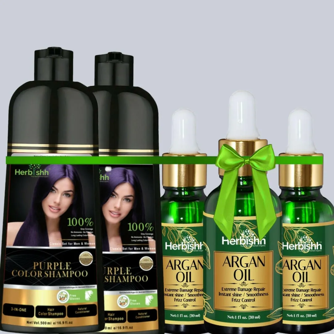 Get 3 Free Argan Oil with 2 Color Shampoos- Herbishh