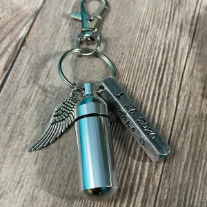 PET LOSS MEMORIAL KEYCHAIN WITH KEEPSAKE CAPSULE