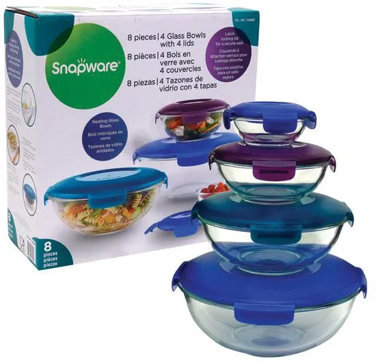 Snapware 8 Pcs Nesting Glass Bowls